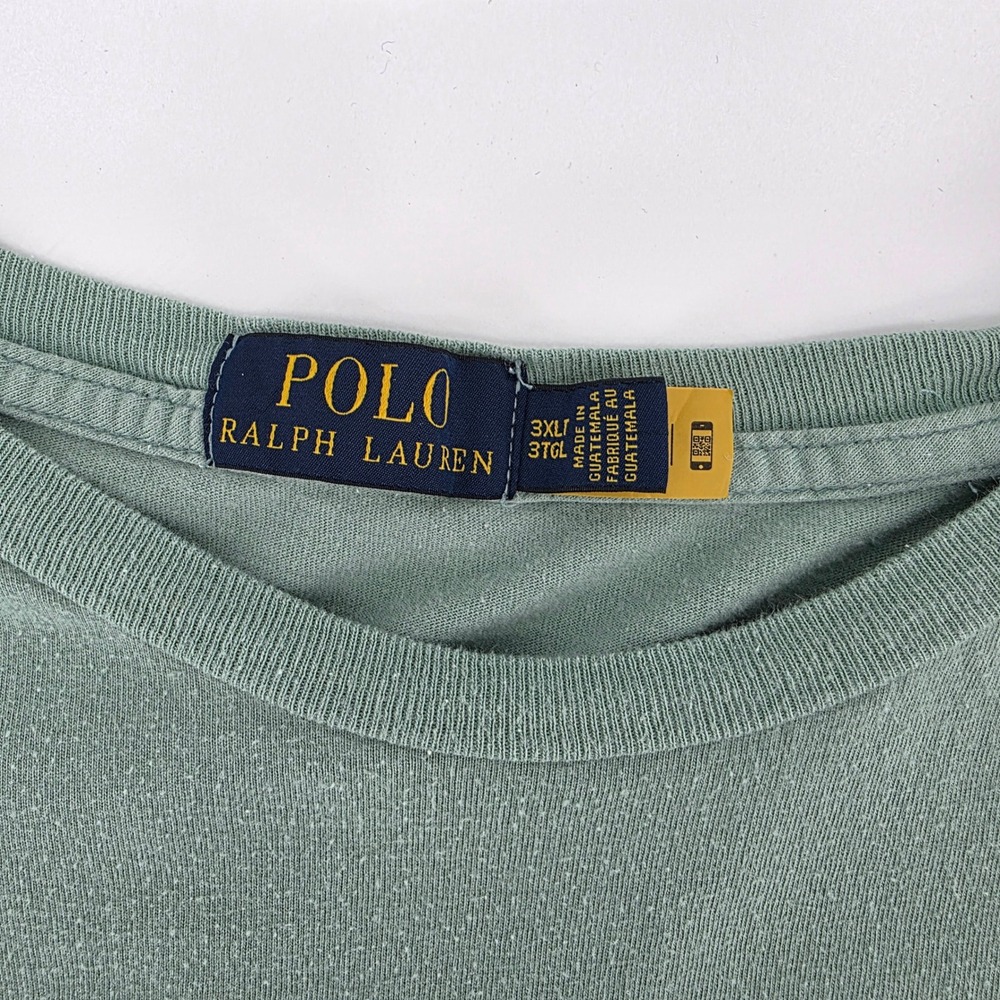 Polo Ralph Lauren T-Shirt Mens 3XLT Heritage Triple Pony Cotton Green Big & Tall - Picture 4 of 9